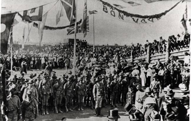 Glass Negative - Troops Embarking HMT Orient Bound for Boer War, Melbourne,  15 Feb 1901, Troops embarking a ship in Melbourne, bound for the Boer War,  probably on 15 February 1901. The